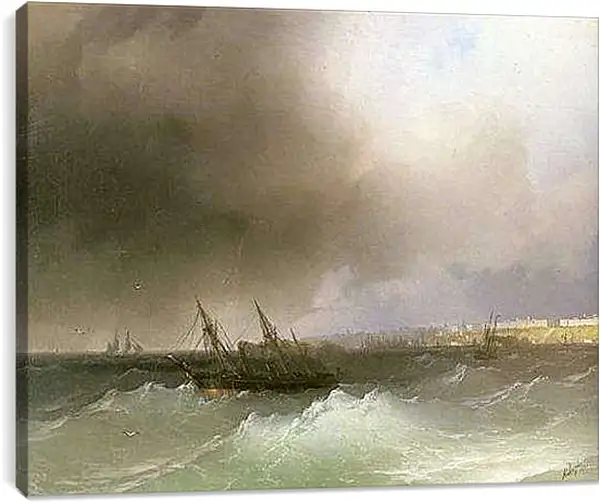 Постер на подрамнике - Вид Одессы с моря. Иван Айвазовский