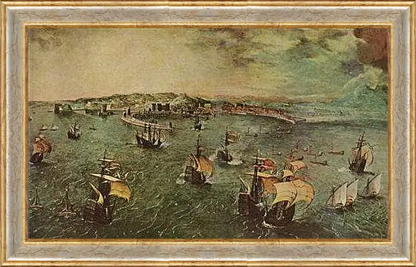 Картина в раме - Hafen von Neapel. Брейгель Питер Старший