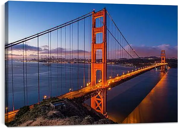 Постер на подрамнике - Мост, вечер, вода