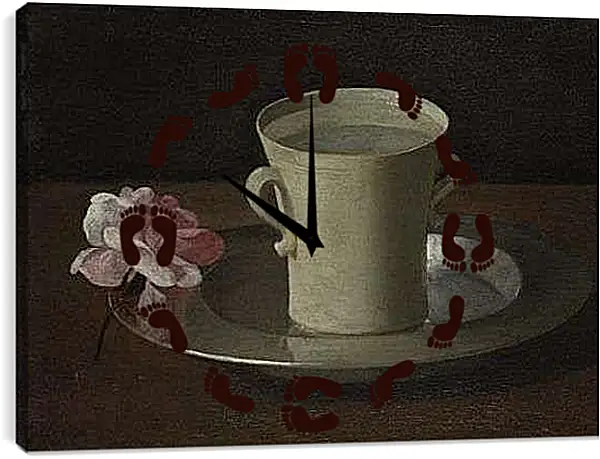 Часы картина - A Cup of Water and a Rose. Чашка воды и роза. Франсиско де Сурбаран