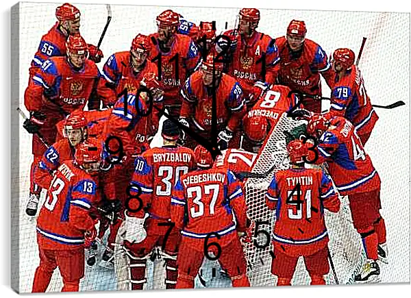 Часы картина - Сборная России по хоккею перед матчем