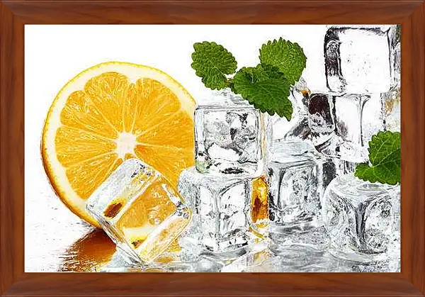 Картина в раме - Апельсин, мята, лед. Освежающая Симфония.