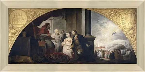 Картина в раме - Аристократ Хуан и его жена рассказывают о своем сне Папе Либерию. Бартоломе Эстебан Мурильо