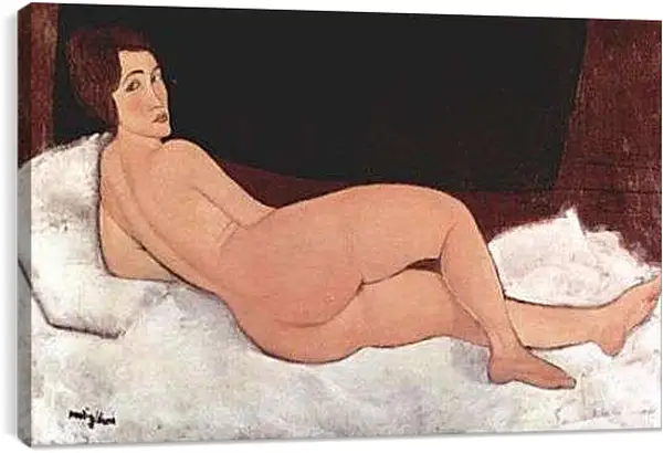 Постер на подрамнике - Reclining Nude. Лежащая обнаженная 1. Амедео Модильяни