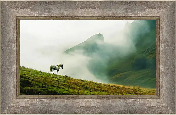 Картина в раме - Лошадь в горах