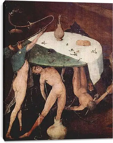 Постер на подрамнике - Antoniusaltar, Triptychon, Mitteltafel - Versuchung des Hl. Antonius. Иероним Босх