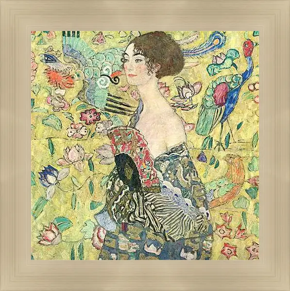Картина в раме - Dame mit Facher. Густав Климт