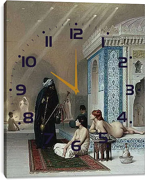 Часы картина - Pool in a Harem. Жан-Леон Жером