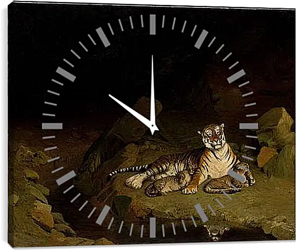 Часы картина - Tiger and Cubs - Тигр и детеныши. Жан-Леон Жером