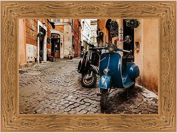 Картина в раме - Vespa на старой улице