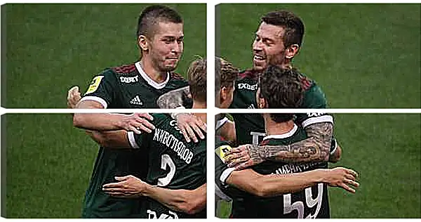 Модульная картина - Празднование гола. Локомотив Москва. Lokomotiv Moscow