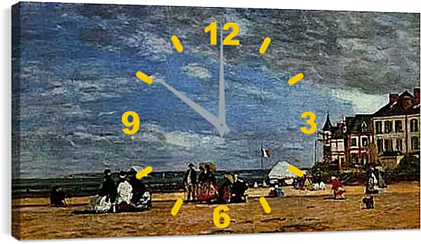 Часы картина - Der Strand von Trouville. Эжен Буден
