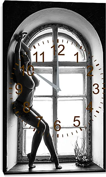 Часы картина - Девушка на подоконнике