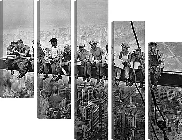 Модульная картина - Рабочие на балке, Обед над Манхеттеном. Строительство Эмпайр стейт билдинг