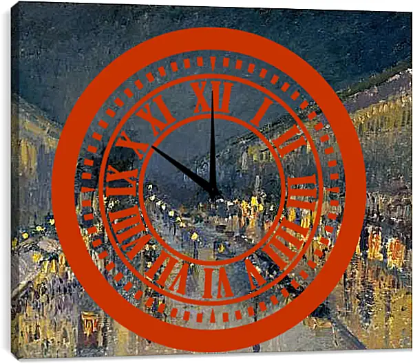 Часы картина - Бульвар Монмартр ночью. Камиль Писсарро