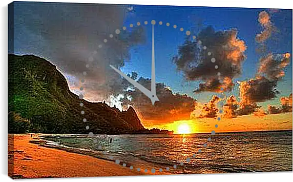 Часы картина - закат на море