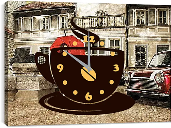 Часы картина - Девушка с красным зонтом