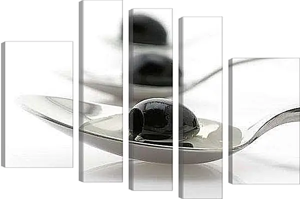 Модульная картина - Маслины в ложках. Маслины.