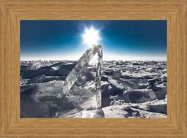 Картина в раме - Лёд на озере. Байкал