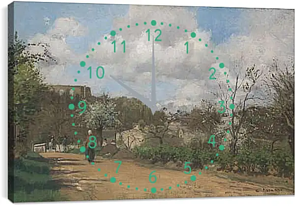 Часы картина - View from Louveciennes. Камиль Писсарро