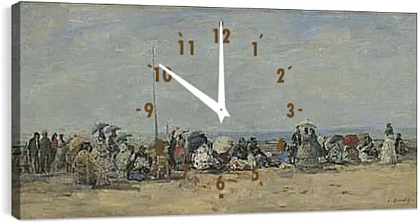 Часы картина - Beach Scene, Trouville. Эжен Буден