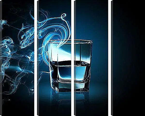 Модульная картина - Стакан с водой. Синий бриз.