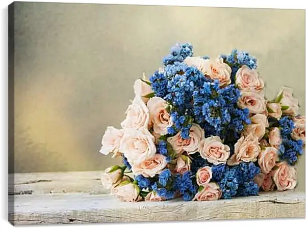 Постер на подрамнике - Розы и незабудки