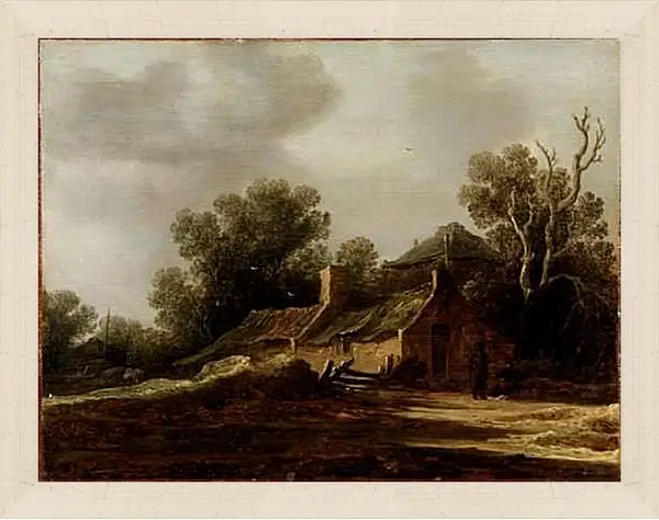 Картина в раме - Landscape with peasants hut. Ян ван Гойен