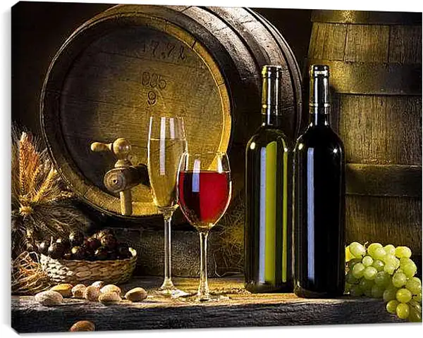 Постер на подрамнике - Дегустация. Винный погреб.