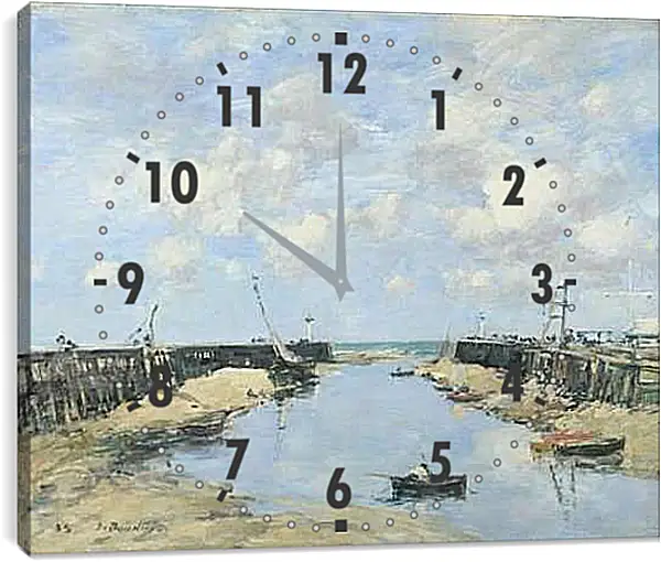 Часы картина - The Entrance to Trouville Harbour. Эжен Буден