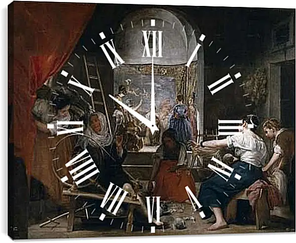 Часы картина - The Fable of Arachne or The Tapestry Weavers. Диего Веласкес