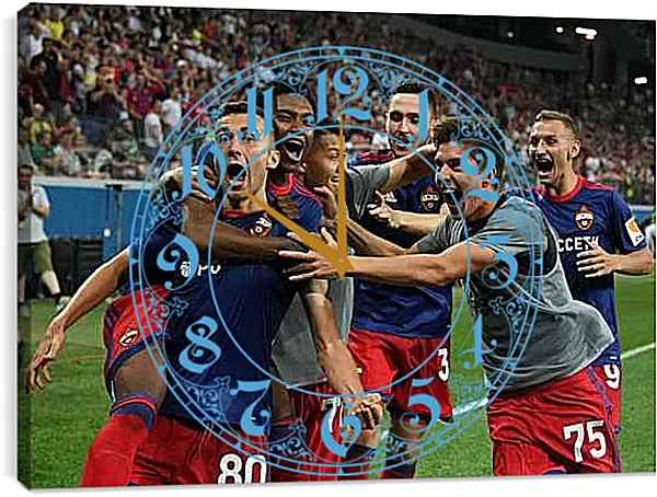 Часы картина - Празднование гола. ФК ЦСКА Москва. FC CSKA Moscow