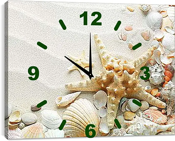 Часы картина - Морская звезда на пляже