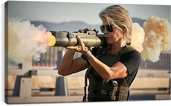 Постер на подрамнике - Линда Гамильтон. Базука. Терминатор. Тёмные судьбы