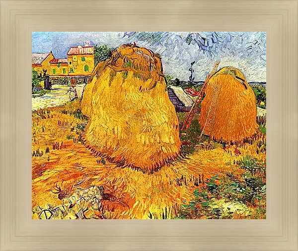 Картина в раме - Haystacks in Provence. Винсент Ван Гог