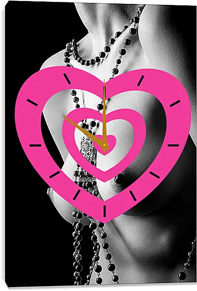 Часы картина - Девушка с бусами на шее