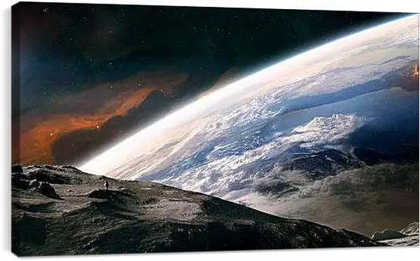 Постер на подрамнике - Вид на Землю с Луны