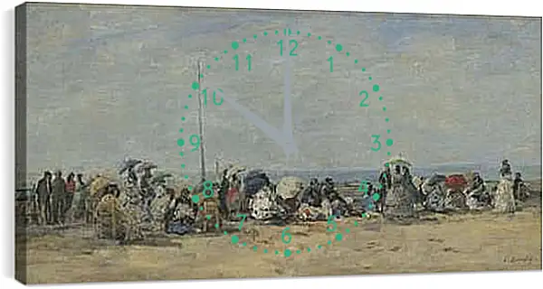 Часы картина - Beach Scene, Trouville. Эжен Буден