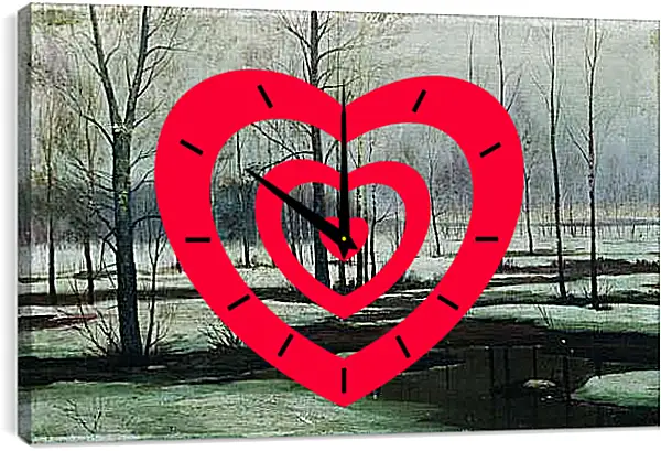 Часы картина - Зимний пейзаж. Ефим Волков