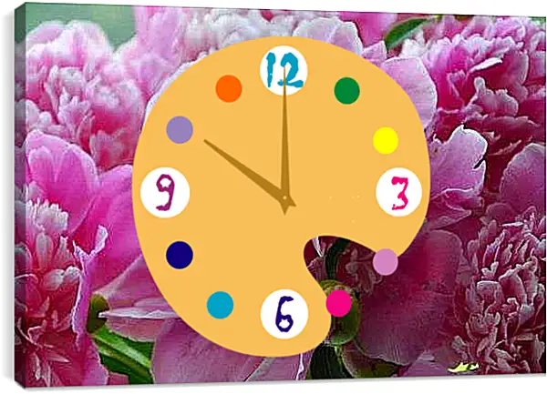 Часы картина - Пушистый пион