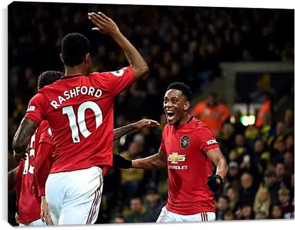 Постер на подрамнике - Празднование гола. Манчестер Юнайтед. Manchester United