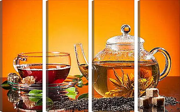 Модульная картина - Чай, чайник, сахар. Чайное настроение.