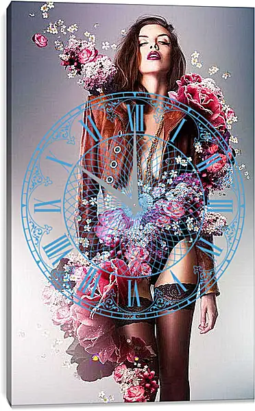 Часы картина - Девушка цветок
