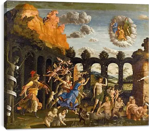 Постер на подрамнике - Minerva Chasing the Vices from the Garden of Virtue. Минерва, изгоняющая пороки из сада благодетели. Андреа Мантенья
