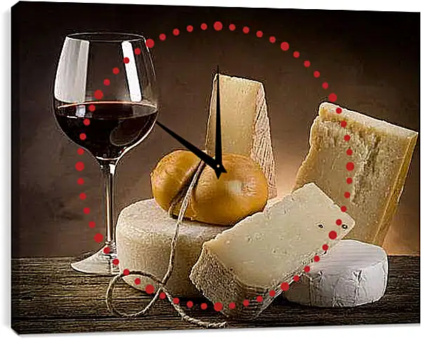 Часы картина - Сыр и вино. Сырное Наслаждение.