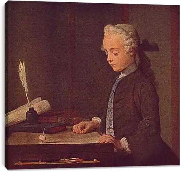 Постер на подрамнике - Boy with a Top. Жан Батист Симеон Шарден