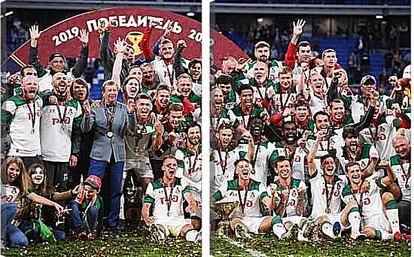 Модульная картина - Победа в Кубке России. ФК Локомотив Москва