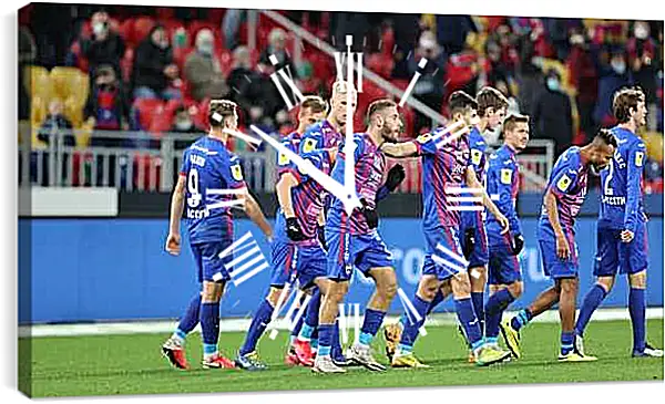 Часы картина - Празднование гола. ФК ЦСКА Москва. FC CSKA Moscow