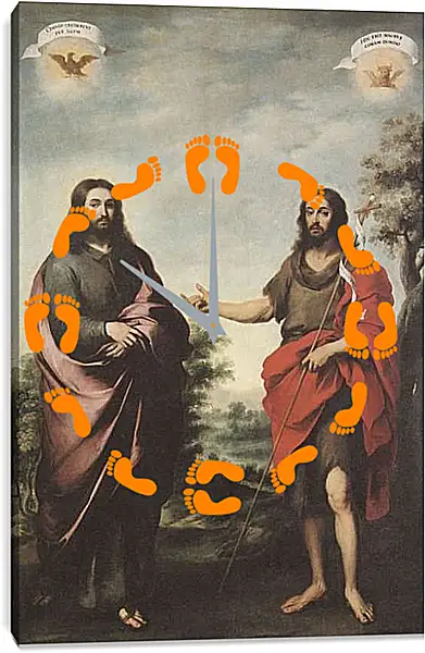 Часы картина - Святой Иоанн Креститель указывает на Христа. Бартоломе Эстебан Мурильо