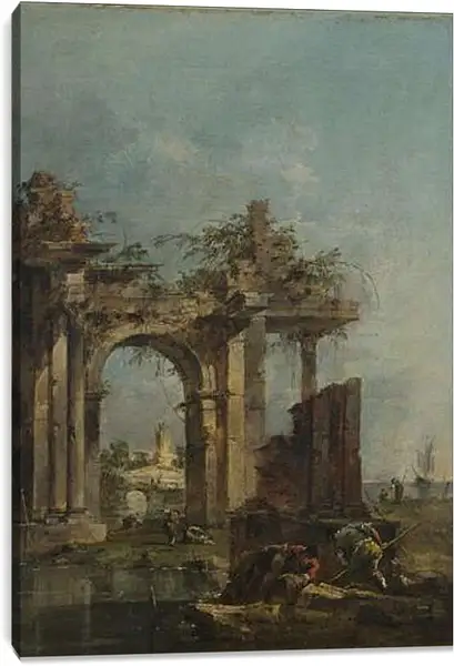 Постер на подрамнике - A Caprice with Ruins on the Seashore. Франческо Гварди